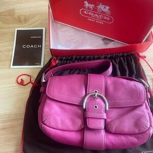 Coach Fuchsia Leather Shoulder Bag
